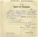 Registo de velocípede de marca Glória, com o nº 232, em nome de Albérico Oliveira Teodoro, morador em Piedade da Serra.