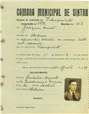 Registo de matricula de velocipedista em nome de Joaquim Duarte, morador na Chilreira , com o nº de inscrição 1772.