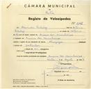 Registo de velocípede de marca Olympique, com o nº 3145, em nome de Alexandre Fidalgo, morador em Arneiro dos Marinheiros.