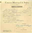 Registo de velocípede com o nº 7566, em nome de José Augusto Vinagre, morador em Albarraque.