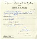Registo de velocípede com o nº 8377, em nome de Francisco Santos Neto, morador em Carenque.