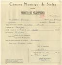 Registo de velocípede de marca Melita, com o nº 8346, em nome de Adelino Lourenço, morador em Mucifal.