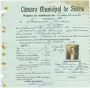 Registo de matricula de velocipedista em nome de Fernando Cardoso, morador em Sintra, com o nº de inscrição 820.