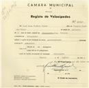 Registo de velocípede com o nº 2635, em nome de José Rosa Hipácio Nunes, morador em Almoçageme.