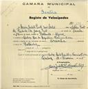 Registo de velocípede de marca Aranha, com o nº 138, em nome de Maria Judite Pinto dos Santos, moradora na Rua da República, Queluz.