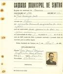 Registo de matricula de carroceiro em nome de José Domingos Bento, morador em Colares, com o nº de inscrição 1931.