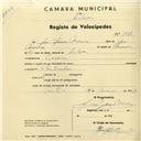 Registo de velocípede com o nº 2937, em nome de José Afonso Moreira, morador em Cacém.