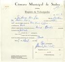 Registo de velocípede de marca Nacional, com o nº 8776, em nome de Guilherme Alves Lopes, morador em Penedo.