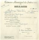 Registo de velocípede com o nº 4666, em nome de Ambrósio Valentim, morador em Pexilgais.