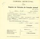 Registo de um veiculo de duas rodas tirado por um animal de espécie muar destinado a transporte de mercadorias em nome de António Bastos, morador em Pero Pinheiro.