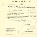 Registo de um veiculo de duas rodas tirado por um animal de espécie muar destinado a transporte de mercadorias em nome de António Bastos, morador em Pero Pinheiro.