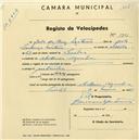 Registo de velocípede com o nº 1701, em nome de João da Cruz Mateus, morador em Abelheira, Agualva.