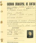 Registo de matricula de cocheiro profissional em nome de Joaquim Ferreira Gomes, morador em Agualva, com o nº de inscrição 873.