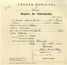 Registo de velocípede de marca Zenith, com o nº 3656, em nome de Domingos Manuel Silvestre, morador em Rebanque.