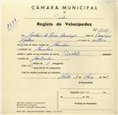 Registo de velocípede com o nº 3513, em nome de António da Rosa Domingos, morador em Mancebas.