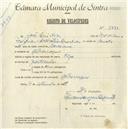 Registo de velocípede de marca Olga, com o nº 5432, em nome de João Lino Dias, morador em Albarraque.