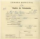 Registo de velocípede de marca Aprilia, com o nº 3564, em nome de Manuel Rosa Cassona, morador em Negrais.