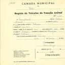 Registo de um veiculo de duas rodas tirado por dois animais de espécie cavalar destinado a transporte de mercadorias em nome de Tomás Reinald, morador em Venda Seca.