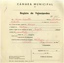 Registo de velocípede com o nº 3406, em nome de Carlos Martins, morador em Sabugo.