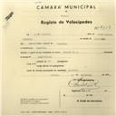 Registo de velocípede de marca Cicles R.P., com o nº 2734, em nome de José Timóteo, morador em Maceira.