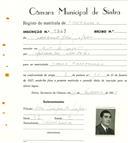 Registo de matricula de carroceiro em nome de Narciso José Lopes, morador em Rio de Mouro, com o nº de inscrição 1943.