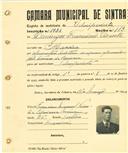 Registo de matricula de velocipedista em nome de Domingos Francisco Vicente, morador em Maceira, com o nº de inscrição 1928.