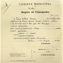 Registo de velocípede com o nº 2641, em nome de Tomé António Roque, morador em Alvarinhos.