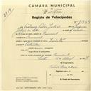 Registo de velocípede de marca Invicta, com o nº 2969, em nome de Teotónio Pedro Julião, morador em Carrascal.