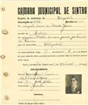 Registo de matricula de velocipedista em nome de Augusto Osório de Almeida Gomes, morador em Queluz, com o nº de inscrição 2102.