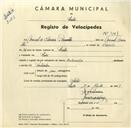 Registo de uma auto-mota com o nº 3147, em nome de Manuel de Oliveira Ramalho, morador em Sintra.