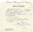 Registo de velocípede de marca Nacional, com o nº 8443, em nome de José Duarte Vicente, morador em Azenhas do Mar.