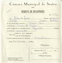 Registo de velocípede de marca Reynolds, com o nº 5091, em nome de Filipe de Jesus, morador em Cacém de Cima.