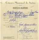 Registo de velocípede com o nº 6893, em nome de Emídio Domingos Guerra, morador em Penedo.