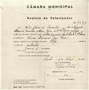 Registo de velocípede de marca Olga, com o nº 4573, em nome de Artur Soares de Carvalho, morador em Cacém.