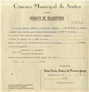 Registo de velocípede de marca Helios, com o nº 8151, em nome de Lídia Paula Martins da Fonseca George, moradora em Colégio de S. José, Sintra.