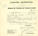 Registo de um veiculo de duas rodas tirado por dois animais de espécie bovina destinado a transporte de mercadorias em nome de António Mateus Carolo, morador em Vila Verde. 