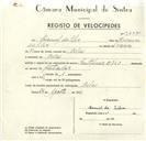 Registo de velocípede de marca Citifix com o nº 9227, em nome de Manuel da Silva, morador em Belas.