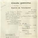 Registo de velocípede com o nº 4874, em nome de Francisco Sanches, morador em Rua Transversal à Dr. José Frederico Ulrich nº 22, Sintra.