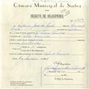 Registo de velocípede com o nº 4954, em nome de António José da Mota, morador em Chão de Meninos.