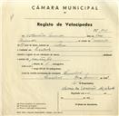 Registo de velocípede com o nº 3407, em nome de Albertino Mendes, morador em Queluz.