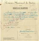 Registo de velocípede de marca Royal, com o nº 7947, em nome de Arnaldo Vicente Marques, morador em Rua Elias Garcia, Cacém.