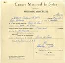 Registo de velocípede de marca Nacional, com o nº 9676, em nome de Manuel Antunes Salvador, morador em Covas de Ferro.