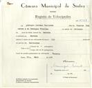Registo de velocípede de marca Ilo, com o nº 8948, em nome de Domingos Caetano Veríssimo, morador em Gouveia.
