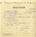 Registo de velocípede de marca Aprilia com motor, com o nº 6437, em nome de António Mateus, morador em Algueirão.