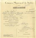 Registo de velocípede com o nº 6295, em nome de João Esteves, morador em Sabugo.