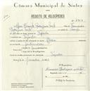 Registo de velocípede de marca Aprilia, com o nº 4964, em nome de Mário Vicente Rodrigues Neto, morador em Tapada.
