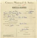 Registo de velocípede de marca Artur & Valadas, com o nº 7968, em nome de José da Silva, morador em Lourel.