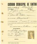 Registo de matricula de velocipedista em nome de Gregório Francisco Galiza, morador em Sintra, com o nº de inscrição 2150.