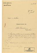Construção de moradia em Montelavar em nome de António Bernardes, com o Processo nº OB 232/1921, com a licença de construção nº 326 de 15/12/1921.
