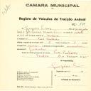 Registo de um veiculo de duas rodas tirado por um animais de espécie muar destinado a transporte de mercadorias em nome de Gregório Lima, morador em Pero Pinheiro.